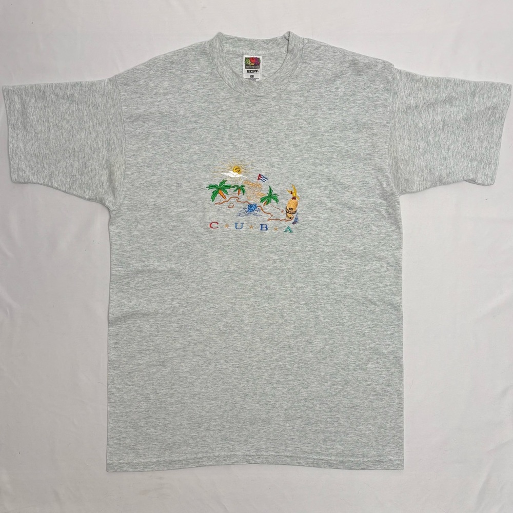 Vintage Cuba T-Shirt Sz L Tourist Tee Embroidery Tropical Art 90s Single Stitch